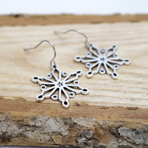 Large Snowflake Earrings - Picture 2 of 7